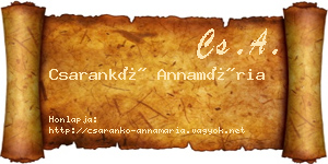 Csarankó Annamária névjegykártya